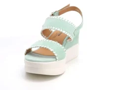 SANDALI NAXOS CAMOSCIO CON ZEPPA VERDE MENTA