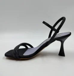 SANDALI NERI FASCE STRASS