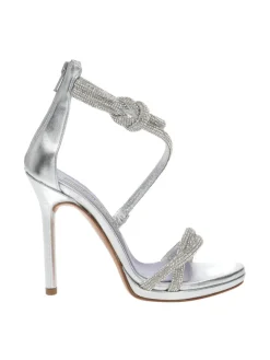 SANDALI NODO STRASS CAVIGLIA ARGENTO