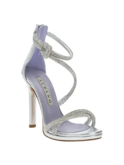 SANDALI NODO STRASS CAVIGLIA ARGENTO