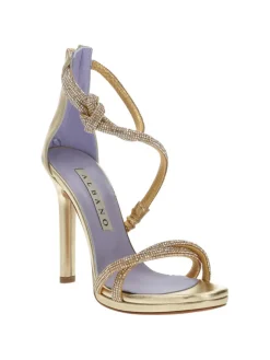 SANDALI NODO STRASS CAVIGLIA PLATINO