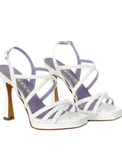 SANDALI PELLE BIANCA INTRECCIO