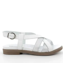 SANDALI PELLE FASCE BIANCO E ARGENTO