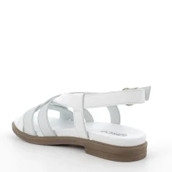 SANDALI PELLE FASCE BIANCO E ARGENTO