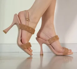 SANDALI PELLE FASCE STRASS CIPRIA