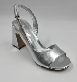 SANDALI PELLE LAMINATO ARGENTO