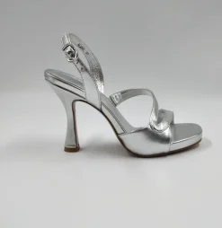 SANDALI PELLE METALLIZATA ARGENTO