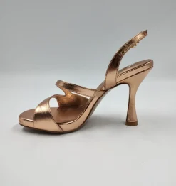 SANDALI PELLE METALLIZATA RAME