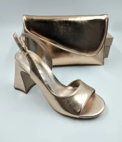 SANDALI PELLE METALLIZZATA PEACH