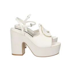 SANDALI PELLE PLATEAU BIANCO