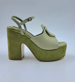 SANDALI PELLE PLATEAU SALVIA