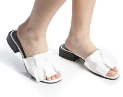 SANDALI PELLE ROUCHES BIANCO