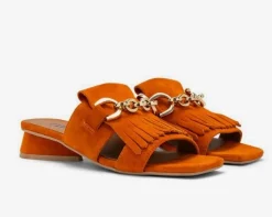 SANDALI PELLE SALLY FRANGE ARANCIO