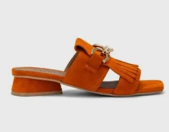 SANDALI PELLE SALLY FRANGE ARANCIO