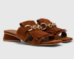 SANDALI PELLE SALLY FRINGE BRANDY