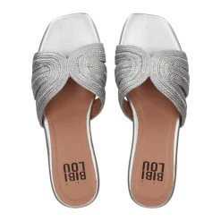 SANDALI PEND EFFETTO INTRECCIATO CON STRASS SILVER