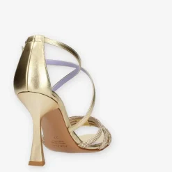 SANDALI PLATINO DETTAGLI FASCE STRASS INCROCIATE