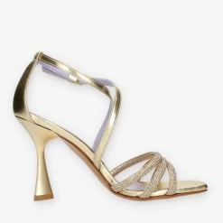 SANDALI PLATINO DETTAGLI FASCE STRASS INCROCIATE