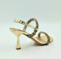 SANDALI PLATINO TRECCE STRASS