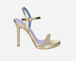 SANDALI PLATINO TRECCIA STRASS