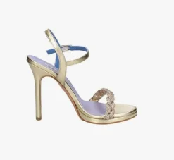 SANDALI PLATINO TRECCIA STRASS