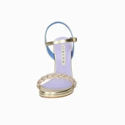 SANDALI PLATINO TRECCIA STRASS