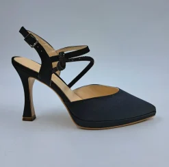 SANDALI RASO CON NODO STRASS SLINGBACK NERO