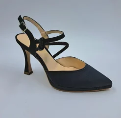 SANDALI RASO CON NODO STRASS SLINGBACK NERO
