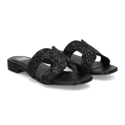 SANDALI SPONGECAKE BLACK MICRO STRASS