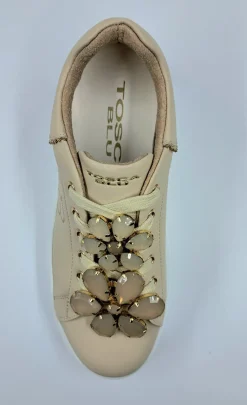 SNEAKERS PELLE BEIGE ELETTRA TOSCA BLU CHARMS FIORI