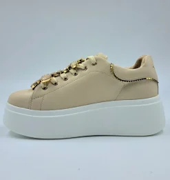 SNEAKERS PELLE BEIGE ELETTRA TOSCA BLU CHARMS FIORI