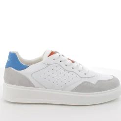 SNEAKERS PELLE BIANCA DETTAGLI CELESTI