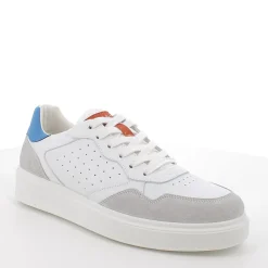 SNEAKERS PELLE BIANCA DETTAGLI CELESTI