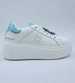 SNEAKERS PELLE ELETTRA TOSCA BLU CHARMS FIORI CELESTE