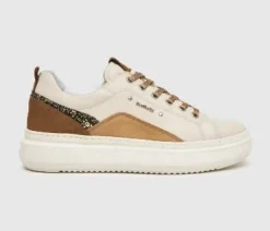 SNEAKERS PELLE LATTE E APPLICAZIONE GLITTER