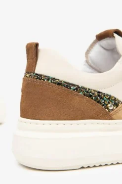SNEAKERS PELLE LATTE E APPLICAZIONE GLITTER