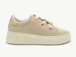 SNEAKERS SUEDE BEIGE APPLICAZIONE METALLICA