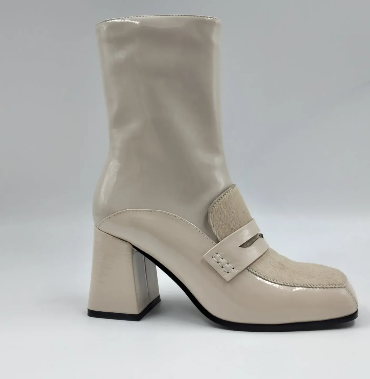 STIVALETTI PELLE DETTAGLIO CONTRASTO PORCELLANA