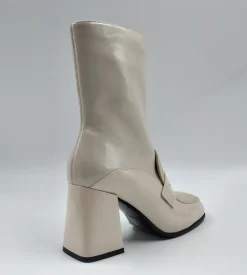 STIVALETTI PELLE DETTAGLIO CONTRASTO PORCELLANA