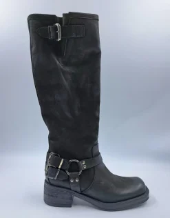 STIVALI BIKER PELLE FIBBIE LATERALI