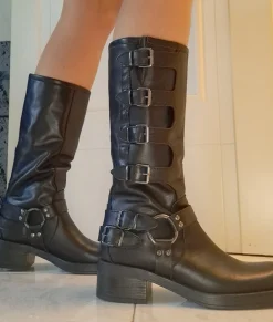 STIVALI BIKER PELLE MULTI FIBBIE