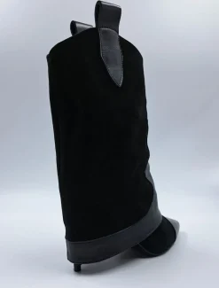 STIVALI CAMOSCIO NERO TACCO SPILLO