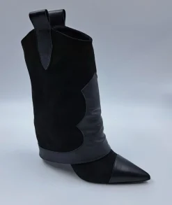 STIVALI CAMOSCIO NERO TACCO SPILLO