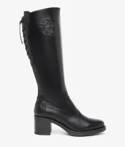 STIVALI PELLE CON LOGO STEMMA NERO