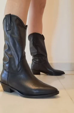 STIVALI TEXAN PELLE MORBIDA NERA