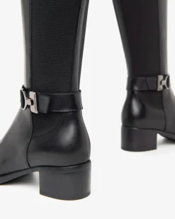 STIVALI VERA PELLE E TELA NERO