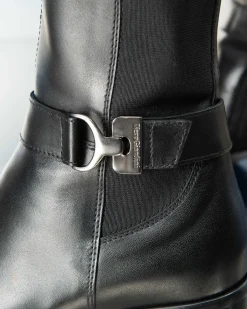 STIVALI VERA PELLE E TELA NERO