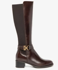 STIVALI VERA PELLE E TELA MARRONE