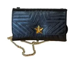 TRACOLLE POCHETTE STELLINA PELLE NERA
