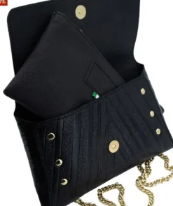 TRACOLLE POCHETTE STELLINA PELLE NERA